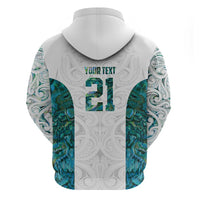 Custom New Zealand Aotearoa Zip Hoodie Green Maori Paua Shell Indigenous - Polynesian Pride