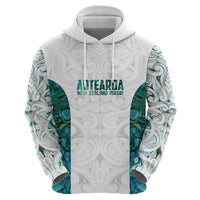 Custom New Zealand Aotearoa Zip Hoodie Green Maori Paua Shell Indigenous - Polynesian Pride