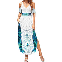 Custom New Zealand Aotearoa Family Matching Summer Maxi Dress and Hawaiian Shirt Maori Paua Shell Indigenous - Polynesian Pride