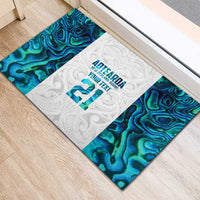 Custom New Zealand Aotearoa Rubber Doormat Maori Paua Shell Indigenous - Polynesian Pride