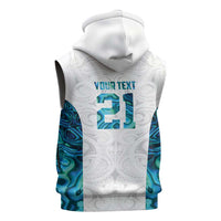 Custom New Zealand Aotearoa Sleeveless Zip Hoodie Maori Paua Shell Indigenous - Polynesian Pride