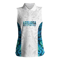 Custom New Zealand Aotearoa Women Sleeveless Polo Shirt Maori Paua Shell Indigenous - Polynesian Pride