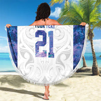 Custom New Zealand Aotearoa Beach Blanket Purple Maori Paua Shell Indigenous - Polynesian Pride