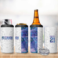 Custom New Zealand Aotearoa 4 in 1 Can Cooler Tumbler Purple Maori Paua Shell Indigenous - Polynesian Pride