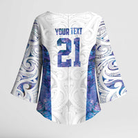 Custom New Zealand Aotearoa Kimono Sleeve Blouse Purple Maori Paua Shell Indigenous - Polynesian Pride