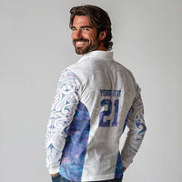 Custom New Zealand Aotearoa Long Sleeve Polo Shirt Purple Maori Paua Shell Indigenous - Polynesian Pride