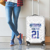 Custom New Zealand Aotearoa Luggage Cover Purple Maori Paua Shell Indigenous - Polynesian Pride