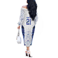 Custom New Zealand Aotearoa Off The Shoulder Long Sleeve Dress Purple Maori Paua Shell Indigenous - Polynesian Pride