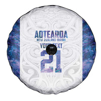 Custom New Zealand Aotearoa Spare Tire Cover Purple Maori Paua Shell Indigenous - Polynesian Pride
