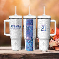 Custom New Zealand Aotearoa Tumbler With Handle Purple Maori Paua Shell Indigenous - Polynesian Pride