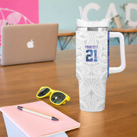 Custom New Zealand Aotearoa Tumbler With Handle Purple Maori Paua Shell Indigenous - Polynesian Pride