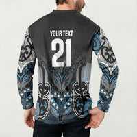 World Cricket Custom New Zealand Button Sweatshirt Kia kaha nga Potae Pango LT9 - Polynesian Pride