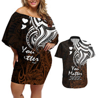 Your Matter Suicide Prevention Couples Matching Off Shoulder Short Dress and Hawaiian Shirt Gold Polynesian Tribal LT9 Gold - Polynesian Pride