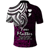 Your Matter Suicide Prevention Polo Shirt Pink Polynesian Tribal LT9 - Polynesian Pride