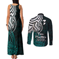 Your Matter Suicide Prevention Couples Matching Tank Maxi Dress and Long Sleeve Button Shirts Turqoise Polynesian Tribal LT9 - Polynesian Pride