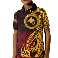Papua New Guinea Island Kid Polo Shirt Bird of Paradise with Gold Polynesian Tribal LT9 Kid Gold - Polynesian Pride