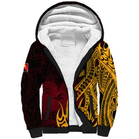 Papua New Guinea Island Sherpa Hoodie Bird of Paradise with Gold Polynesian Tribal LT9 Unisex Gold - Polynesian Pride