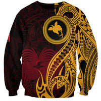 Papua New Guinea Island Sweatshirt Bird of Paradise with Gold Polynesian Tribal LT9 Unisex Gold - Polynesian Pride