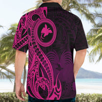 Papua New Guinea Island Hawaiian Shirt Bird of Paradise with Pink Polynesian Tribal LT9 - Polynesian Pride