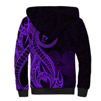 Papua New Guinea Island Sherpa Hoodie Bird of Paradise with Purple Polynesian Tribal LT9 - Polynesian Pride