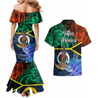 Tafea Day Couples Matching Mermaid Dress and Hawaiian Shirt Vanuatu Sand Drawing With Polynesian Pattern LT9 - Polynesian Pride