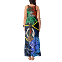 Tafea Day Tank Maxi Dress Vanuatu Sand Drawing With Polynesian Pattern LT9 - Polynesian Pride