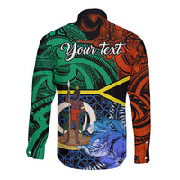 Personalised Tafea Day Long Sleeve Button Shirt Vanuatu Sand Drawing With Polynesian Pattern LT9 - Polynesian Pride