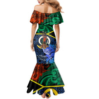Personalised Tafea Day Mermaid Dress Vanuatu Sand Drawing With Polynesian Pattern LT9 - Polynesian Pride