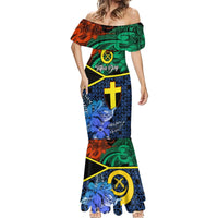 Personalised Tafea Day Mermaid Dress Vanuatu Sand Drawing With Polynesian Pattern LT9 - Polynesian Pride