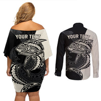 personalised-polynesia-fishing-couples-matching-off-shoulder-short-dress-and-long-sleeve-button-shirts-with-maori-hei-matau-fish-hook-gold-art