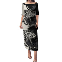 Personalised Polynesia Fishing Puletasi With Maori Hei Matau Fish Hook Gold Art LT9 Long Dress Gold - Polynesian Pride