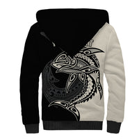 Personalised Polynesia Fishing Sherpa Hoodie With Maori Hei Matau Fish Hook Gold Art LT9 - Polynesian Pride
