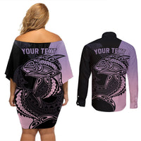 personalised-polynesia-fishing-couples-matching-off-shoulder-short-dress-and-long-sleeve-button-shirts-with-maori-hei-matau-fish-hook-pastel-art