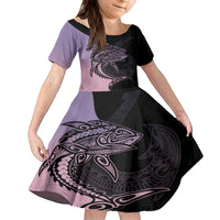personalised-polynesia-fishing-family-matching-summer-maxi-dress-and-hawaiian-shirt-with-maori-hei-matau-fish-hook-pastel-art