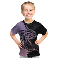 Personalised Polynesia Fishing Kid T Shirt With Maori Hei Matau Fish Hook Pastel Art LT9 Pastel - Polynesian Pride