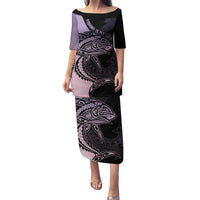 Personalised Polynesia Fishing Puletasi With Maori Hei Matau Fish Hook Pastel Art LT9 Long Dress Pastel - Polynesian Pride