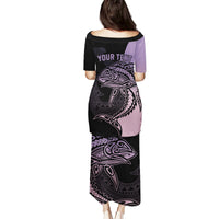 Personalised Polynesia Fishing Puletasi With Maori Hei Matau Fish Hook Pastel Art LT9 - Polynesian Pride