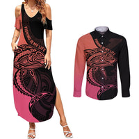 personalised-polynesia-fishing-couples-matching-summer-maxi-dress-and-long-sleeve-button-shirts-with-maori-hei-matau-fish-hook-pink-art