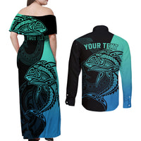 personalised-polynesia-fishing-couples-matching-off-shoulder-maxi-dress-and-long-sleeve-button-shirts-with-maori-hei-matau-fish-hook-turquoise-art
