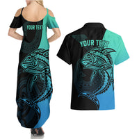 personalised-polynesia-fishing-couples-matching-summer-maxi-dress-and-hawaiian-shirt-with-maori-hei-matau-fish-hook-turquoise-art