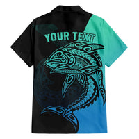 Personalised Polynesia Fishing Hawaiian Shirt With Maori Hei Matau Fish Hook Turquoise Art LT9 - Polynesian Pride