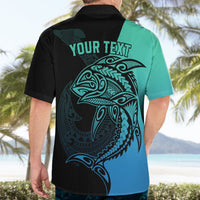 Personalised Polynesia Fishing Hawaiian Shirt With Maori Hei Matau Fish Hook Turquoise Art LT9 - Polynesian Pride