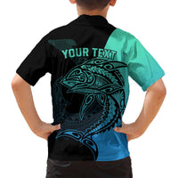 Personalised Polynesia Fishing Hawaiian Shirt With Maori Hei Matau Fish Hook Turquoise Art LT9 - Polynesian Pride