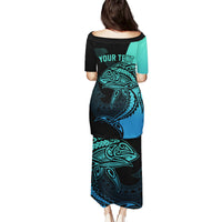Personalised Polynesia Fishing Puletasi With Maori Hei Matau Fish Hook Turquoise Art LT9 - Polynesian Pride