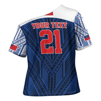 Custom Rugby Toa Samoa Cross Shoulder Shirt Samoa mo Samoa Island Warrior Pride - Polynesian Pride