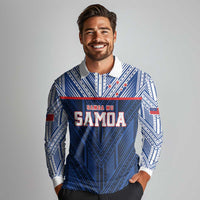Custom Rugby Toa Samoa Long Sleeve Polo Shirt Samoa mo Samoa Island Warrior Pride - Polynesian Pride