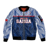 Custom Rugby Toa Samoa Sleeve Zip Bomber Jacket Samoa mo Samoa Island Warrior Pride - Polynesian Pride