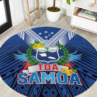 Rugby Toa Samoa Round Carpet Samoa mo Samoa Strength in Tatau - Polynesian Pride