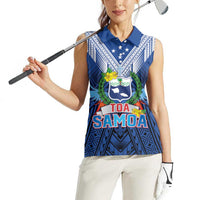 Custom Rugby Toa Samoa Women Sleeveless Polo Shirt Samoa mo Samoa Strength in Tatau - Polynesian Pride