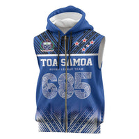 Toa Samoa 685 Sleeveless Zip Hoodie Uso Aso Uma For Life For Samoa LT9 Blue - Polynesian Pride